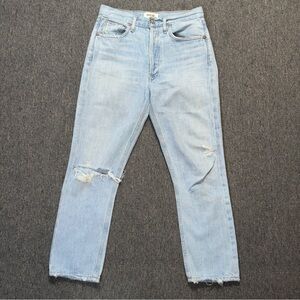 Agolde Riley Straight Leg High Rise Jeans Distressed Size 26 100% Cotton